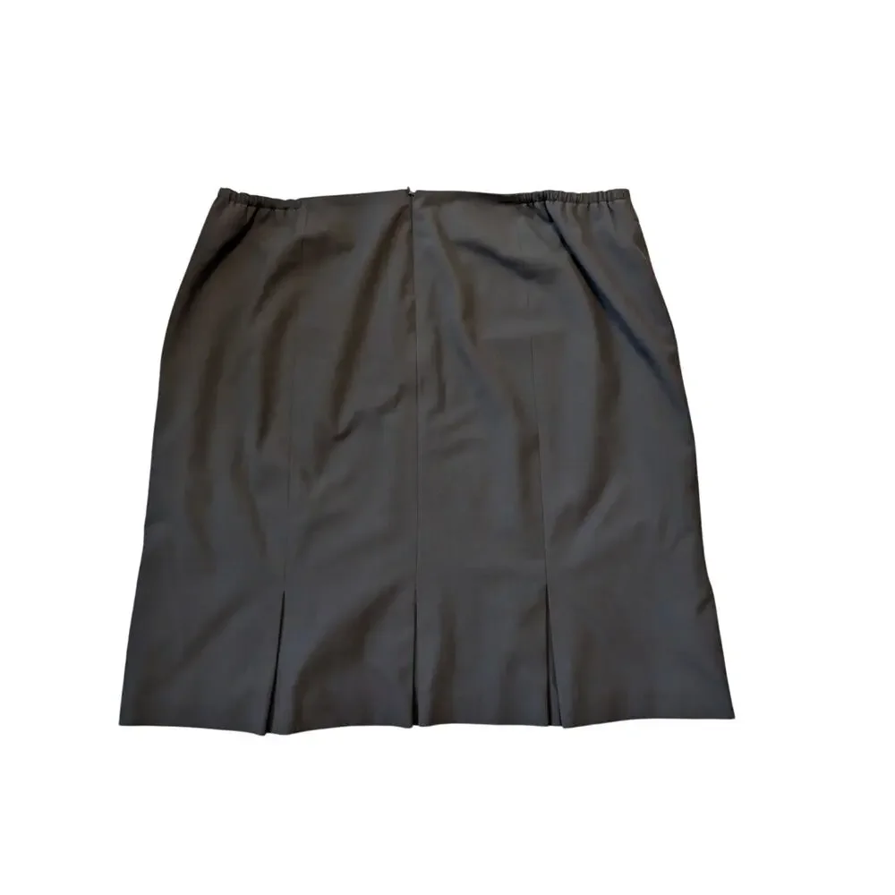 Talbots Woman Petites Size 18WP Dark Brown Pleated Hem Pencil Skirt Office